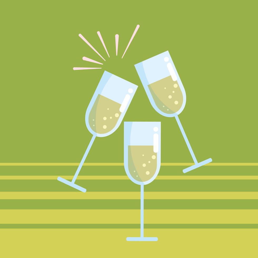 Cups of champagne toast isolated icon vector