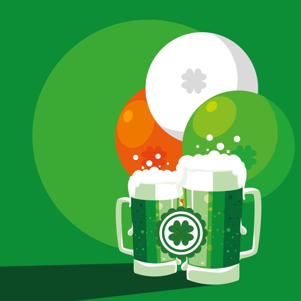 St Patrick's day with beers in jar  vector