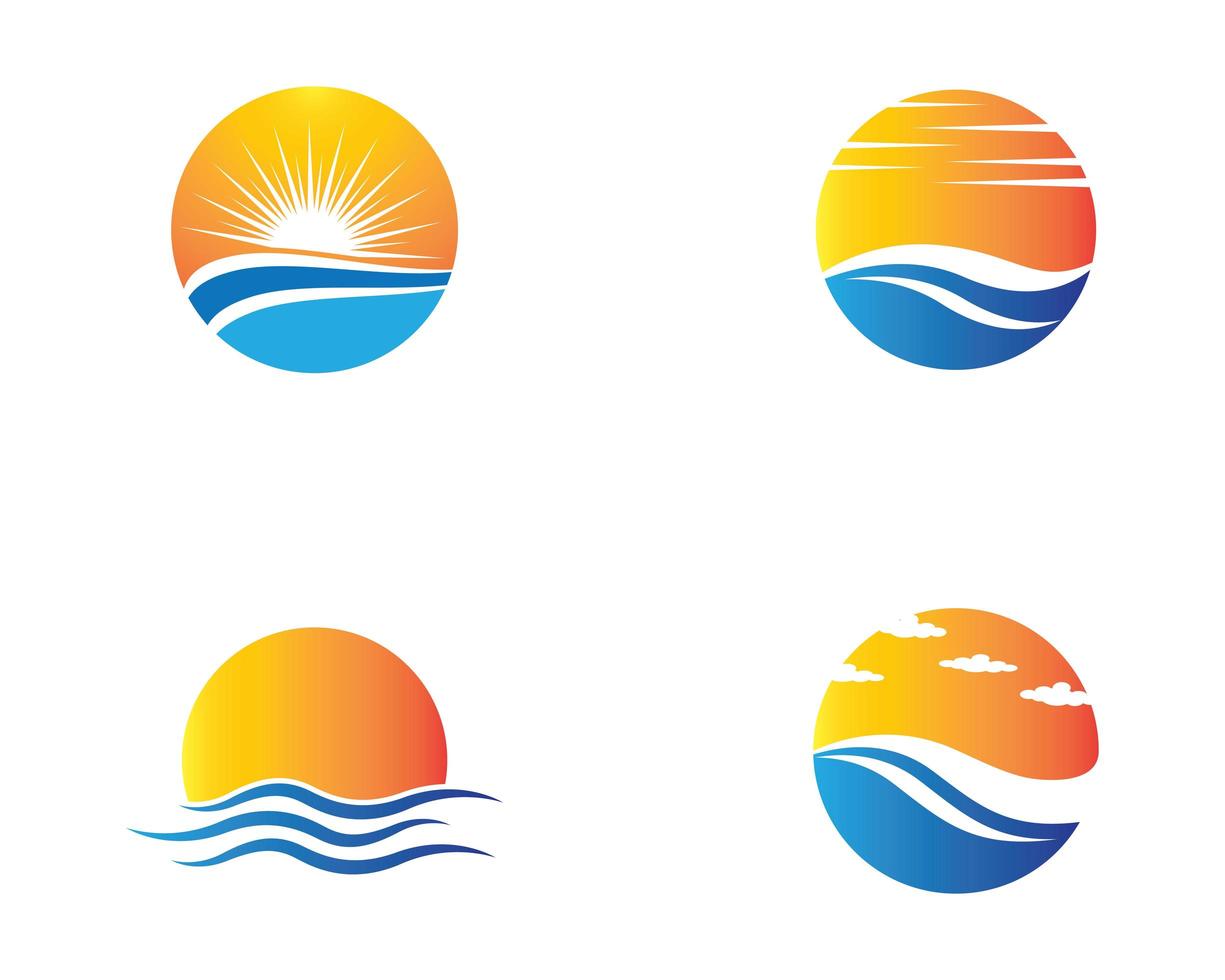 conjunto de logos de puesta de sol de onda de agua vector