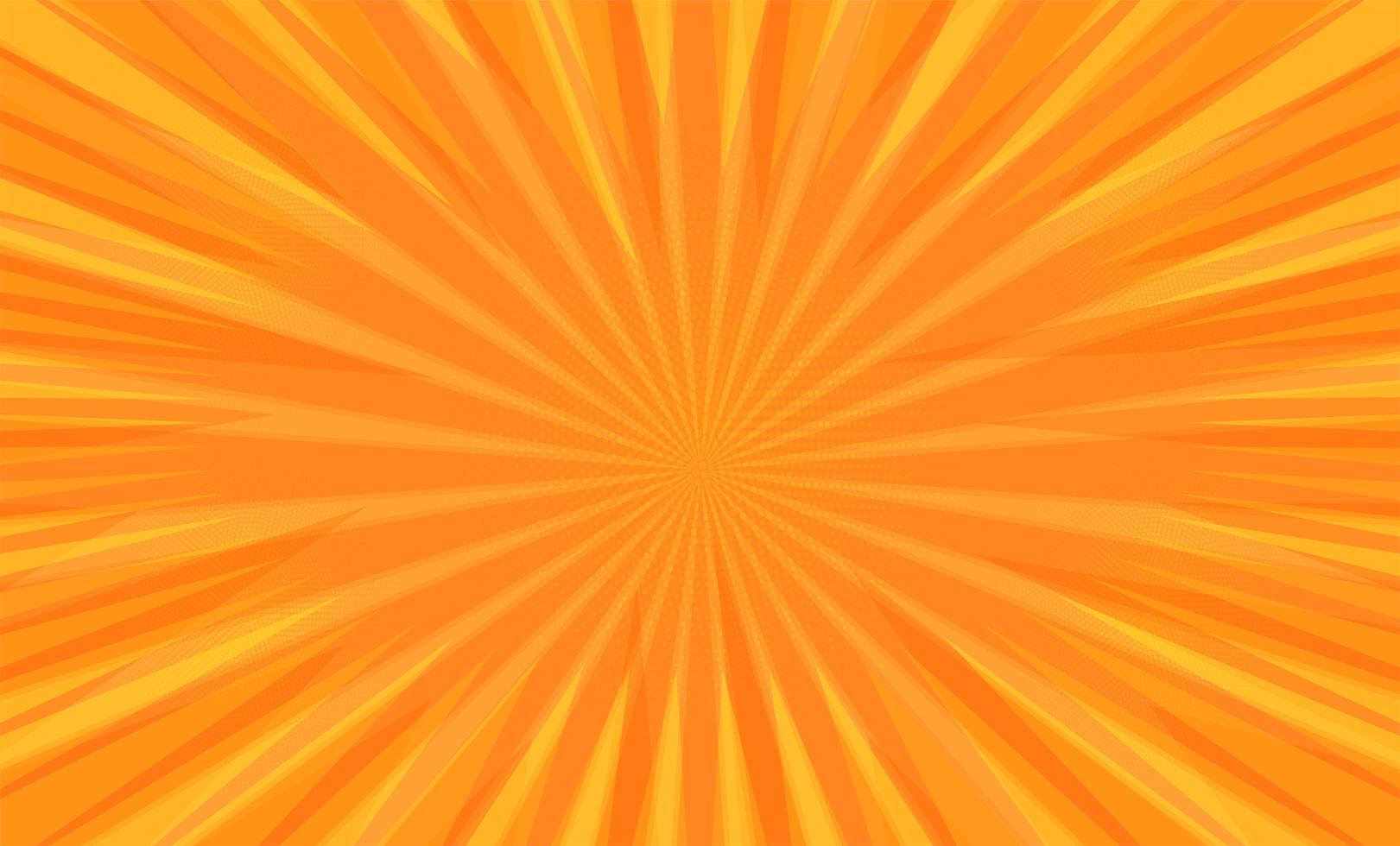 Comic book pop art radial stripes on orange vector