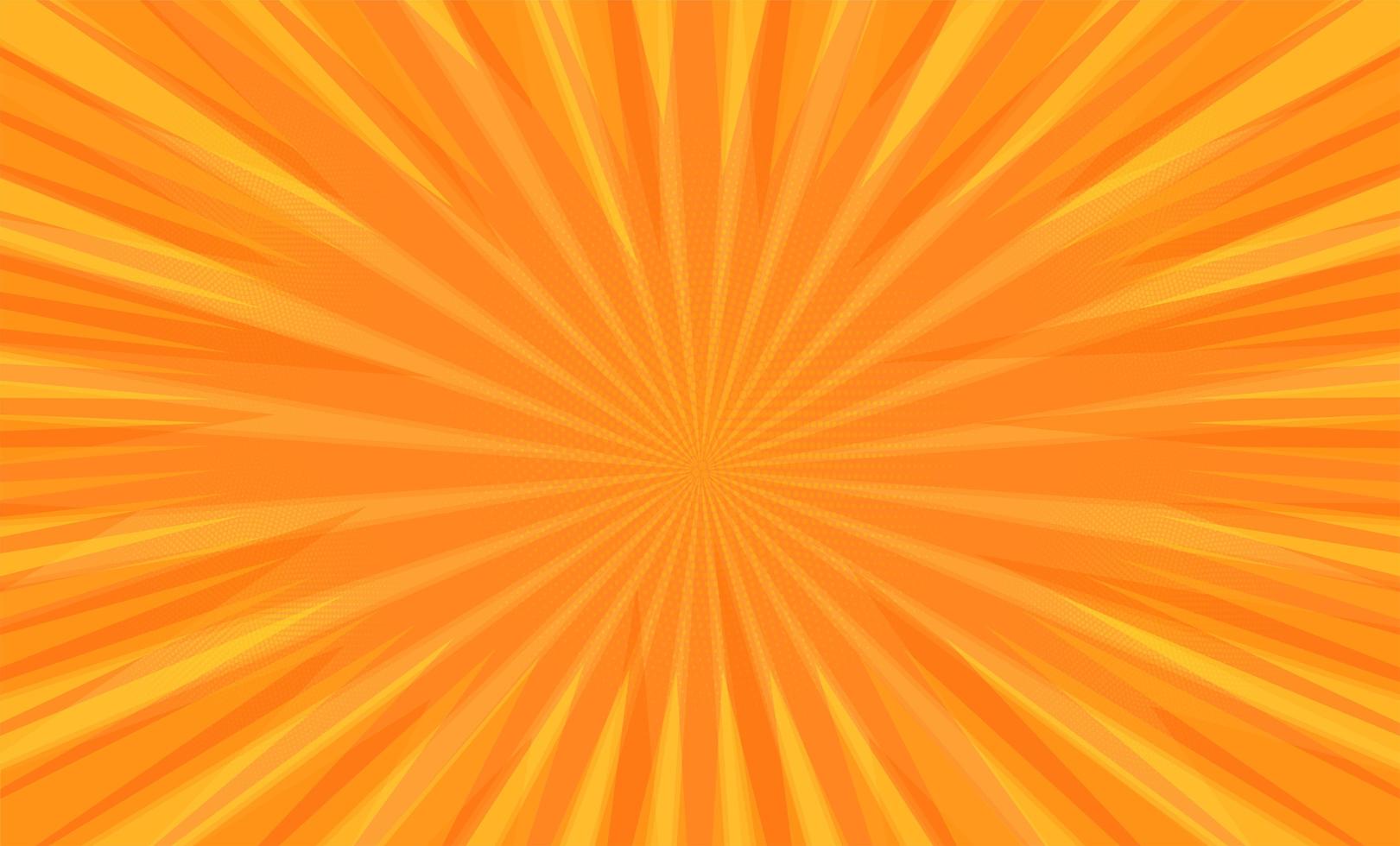 Comic book pop art radial stripes on orange vector