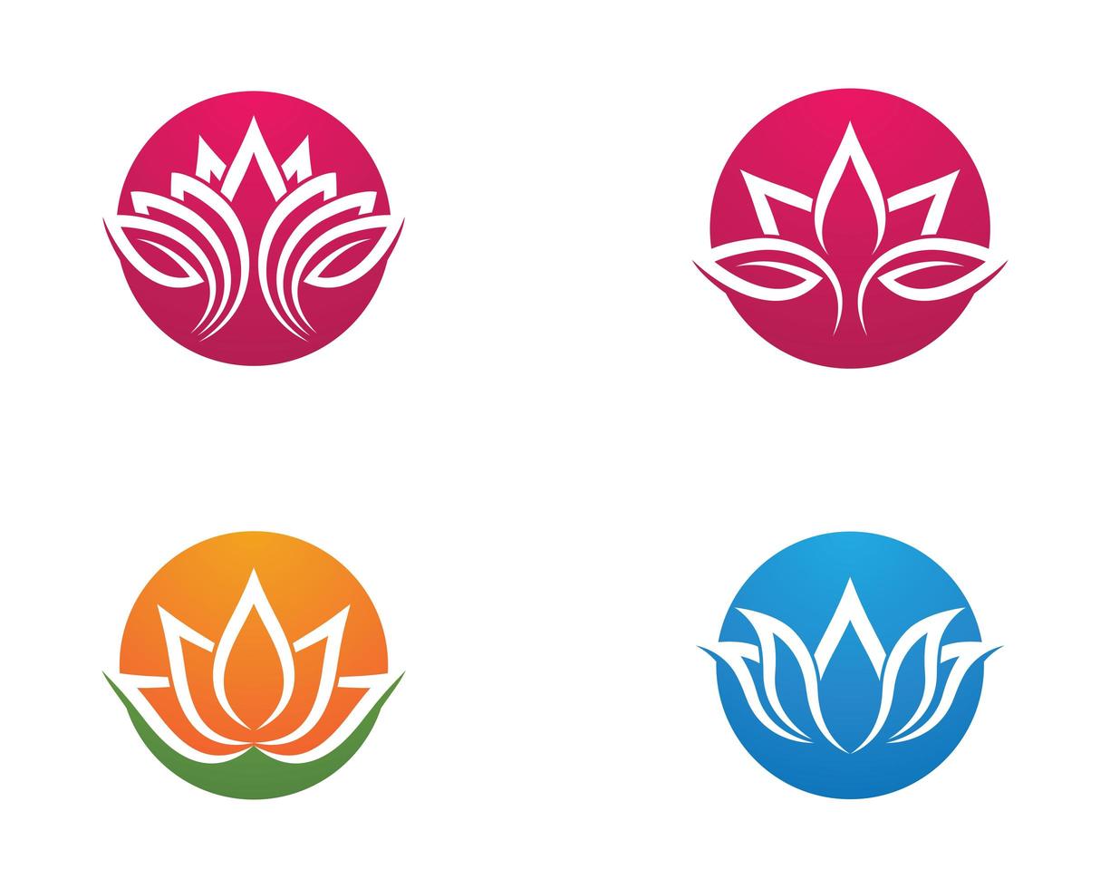 Flower lotus outline logo design set vector