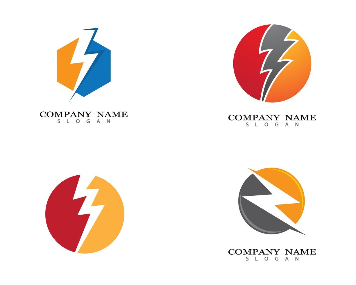 Thunderbolt logo design set vector