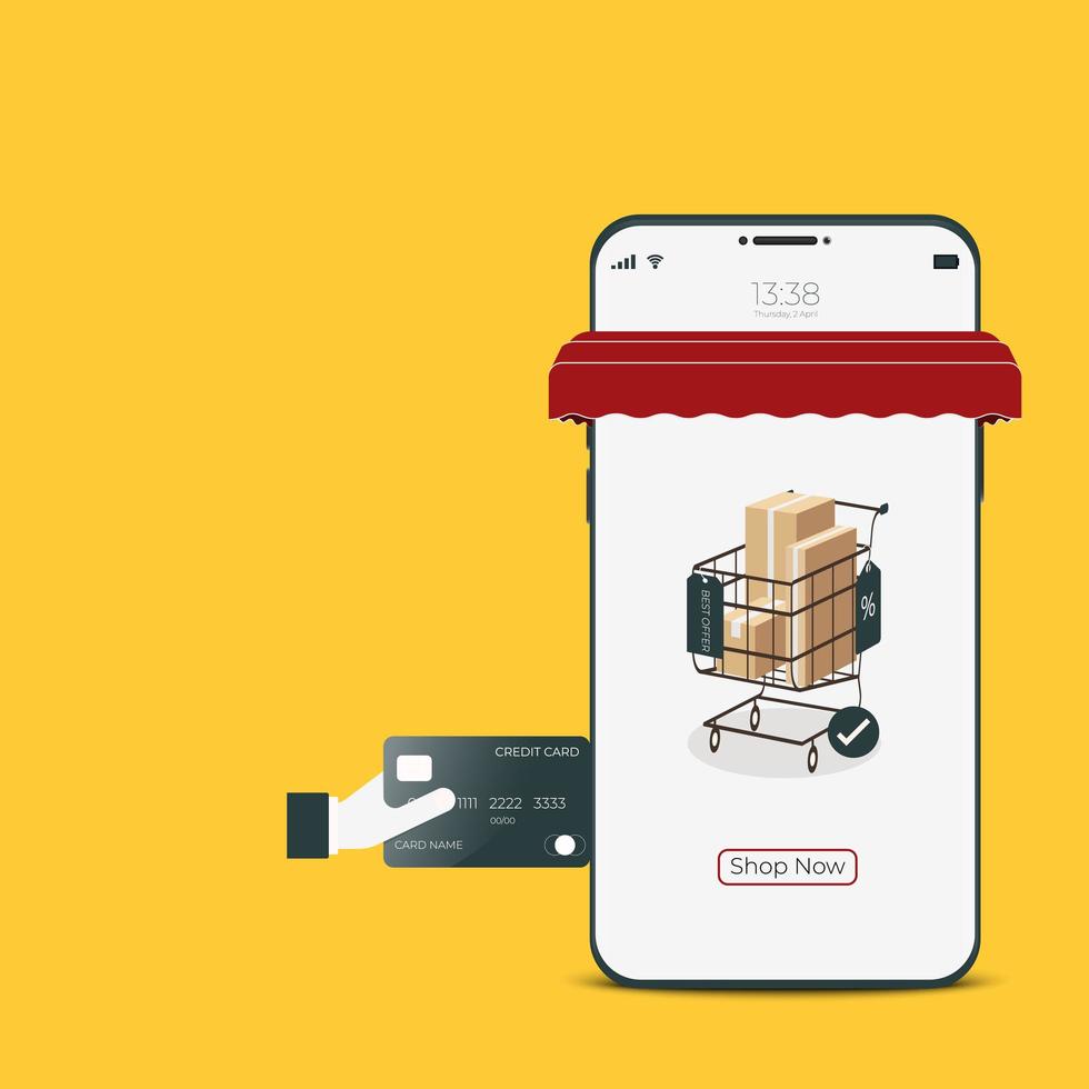 tienda online de compras con tecnología digital smartphone vector