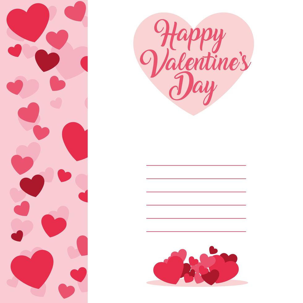 Happy Valentines Day card template with hearts vector