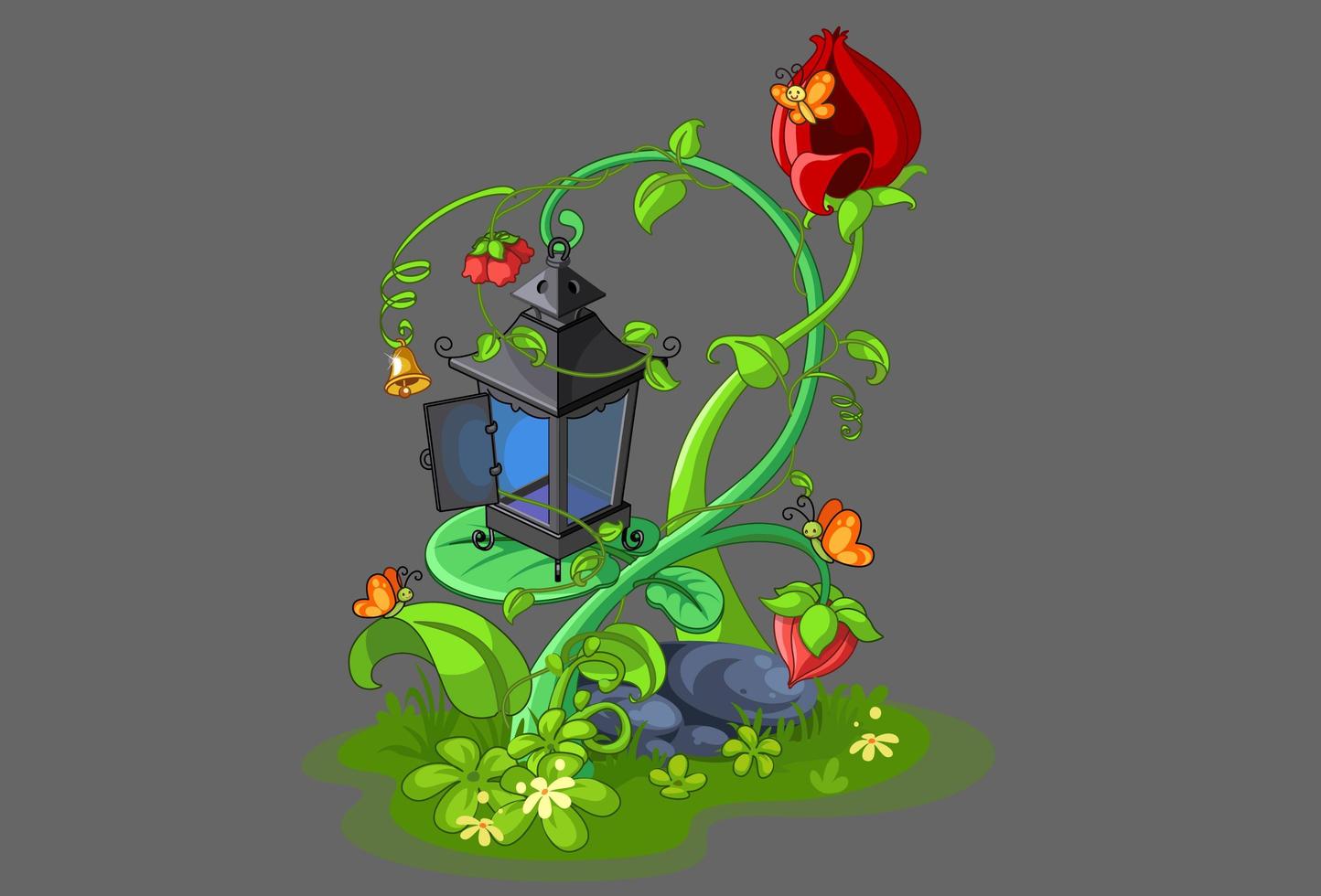 Fairy Lantern with Flowers vector