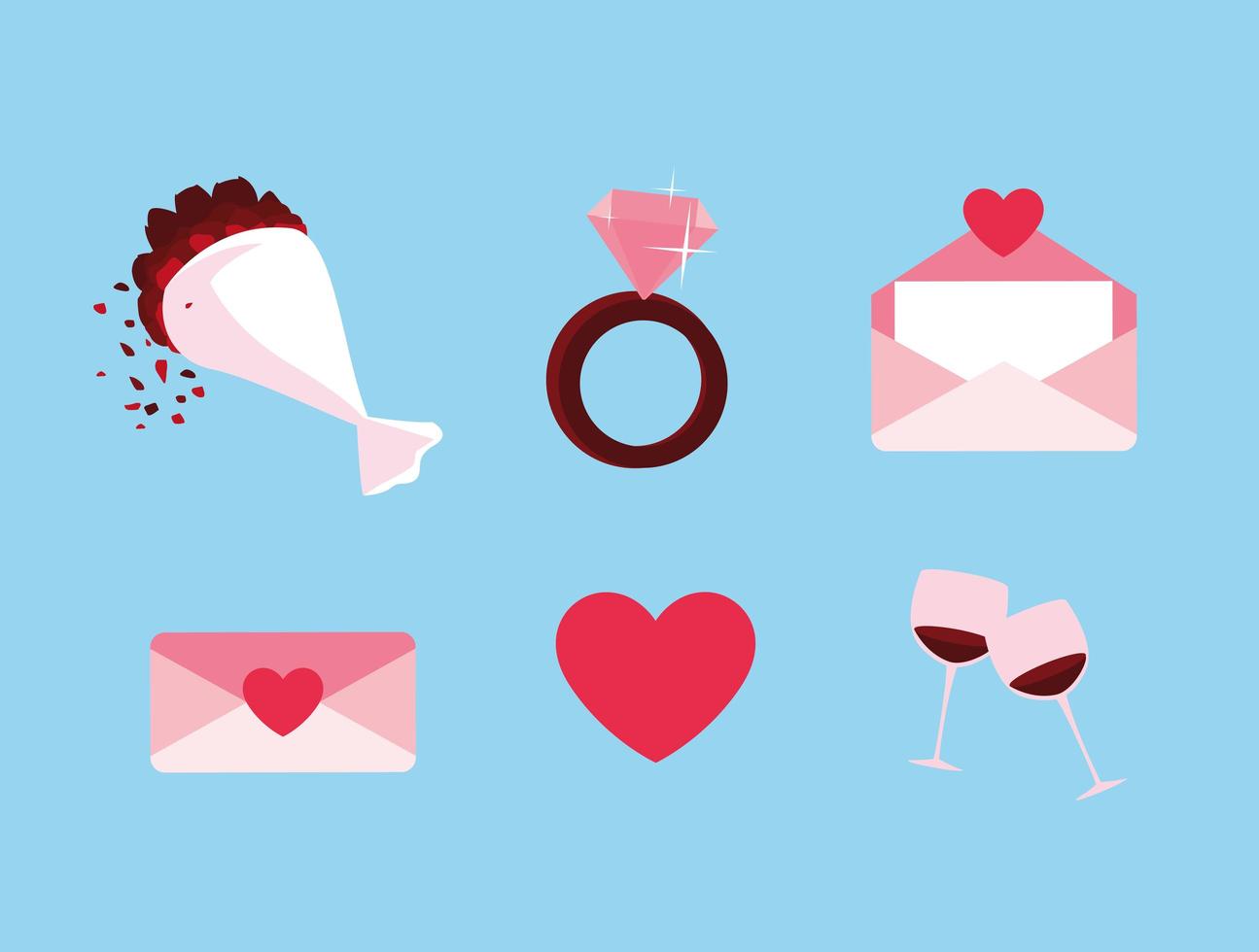 Valentine's day set icons vector