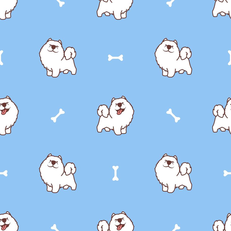 Cute samoyed dog cartoon seamless pattern vector