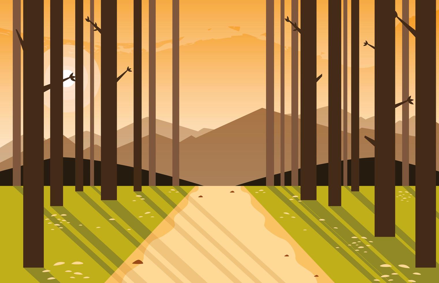 Forest landscape scene vector