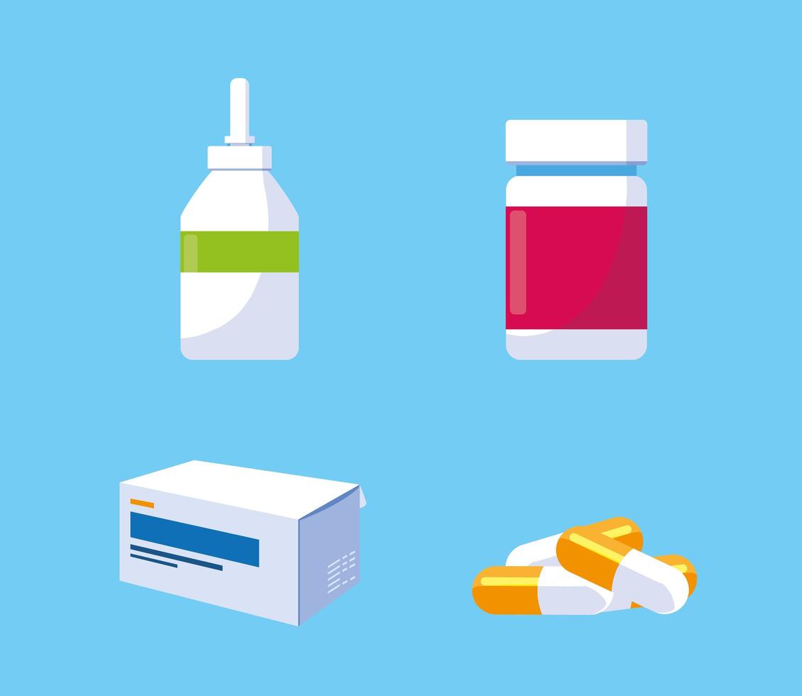conjunto de iconos de tratamientos de medicamentos vector