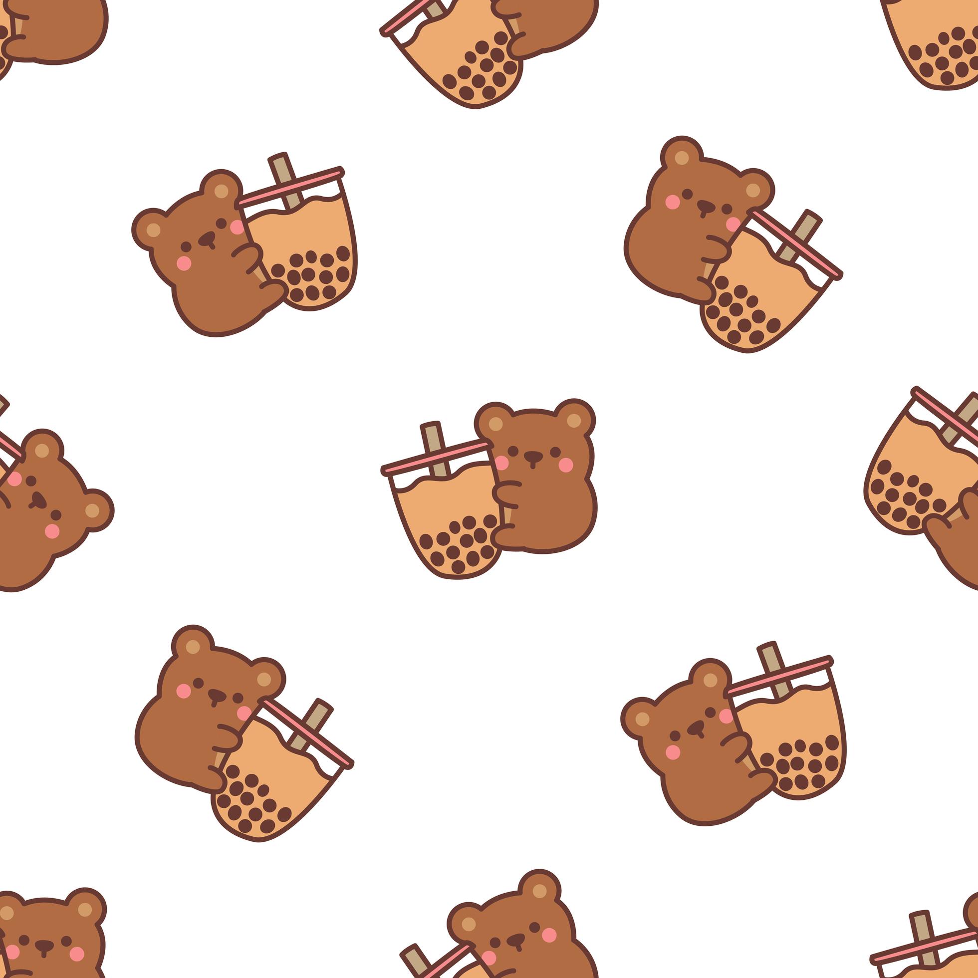 Cute bear holding bubble tea cartoon seamless pattern 1339830 Vector Art at Vecteezy