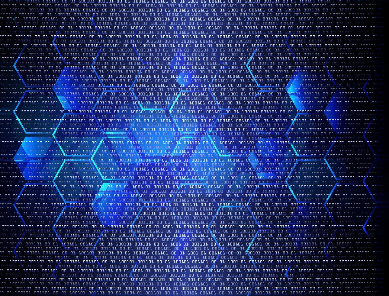 fondo de tecnología futura del circuito cibernético azul hexagonal vector