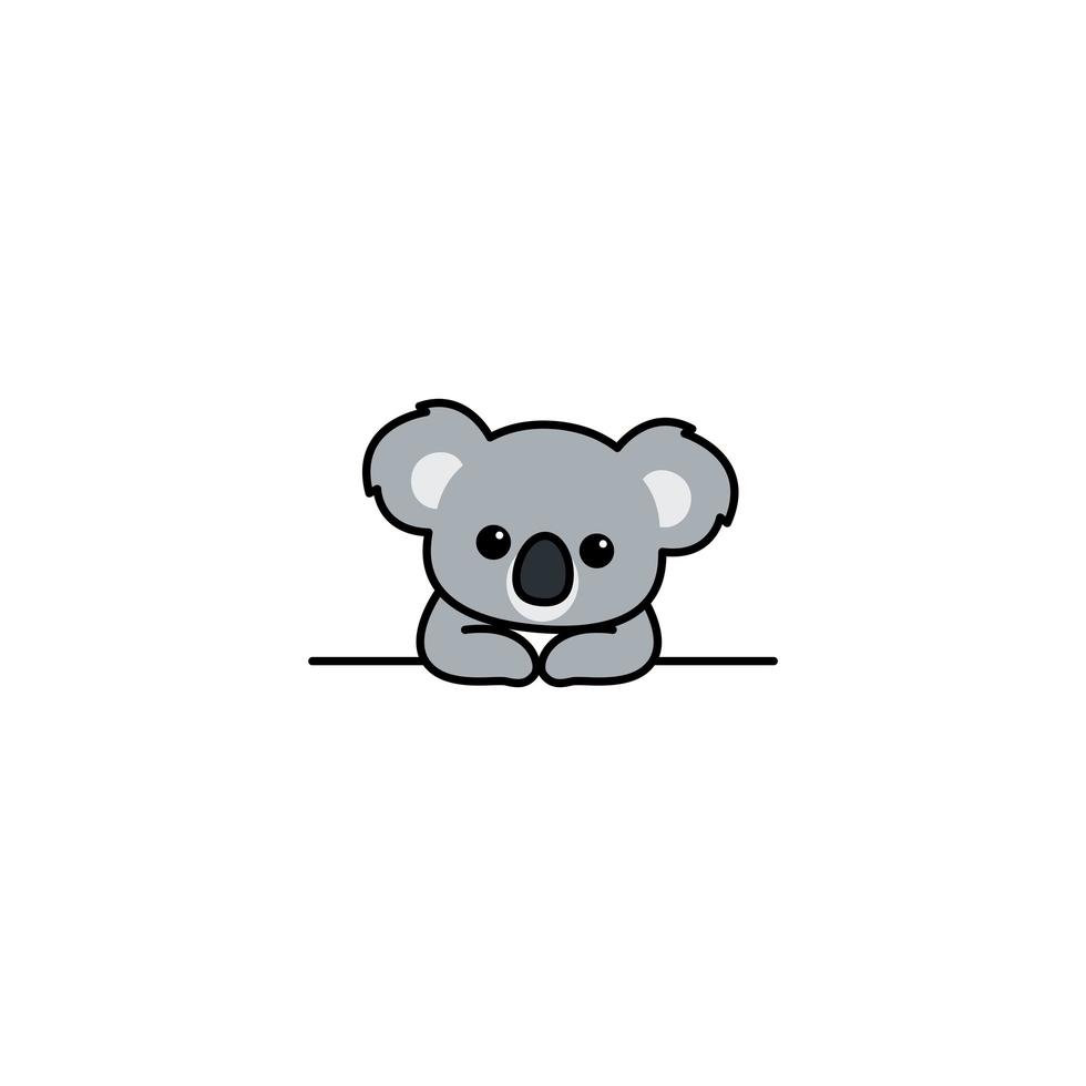 Cute koala leaning on wall cartoon vector