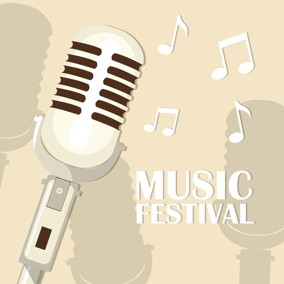 Retro microphone music festival vector