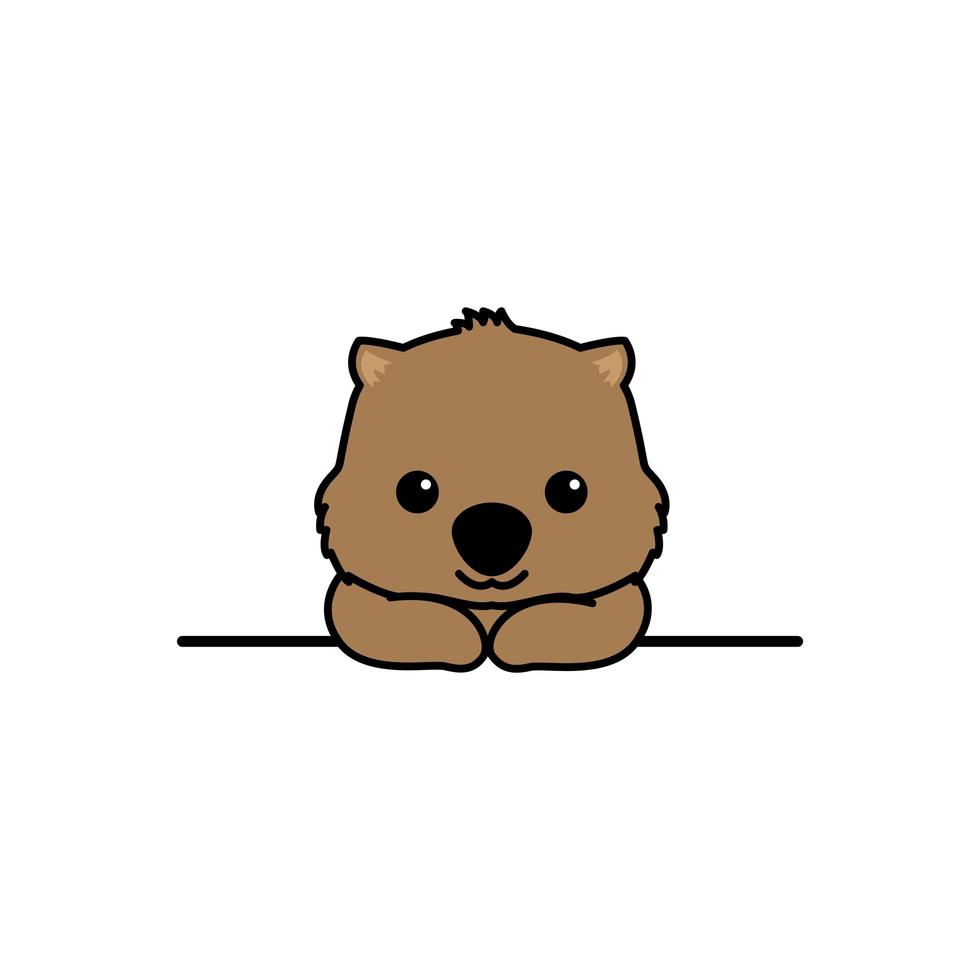 Cute wombat smiling over wall cartoon vector