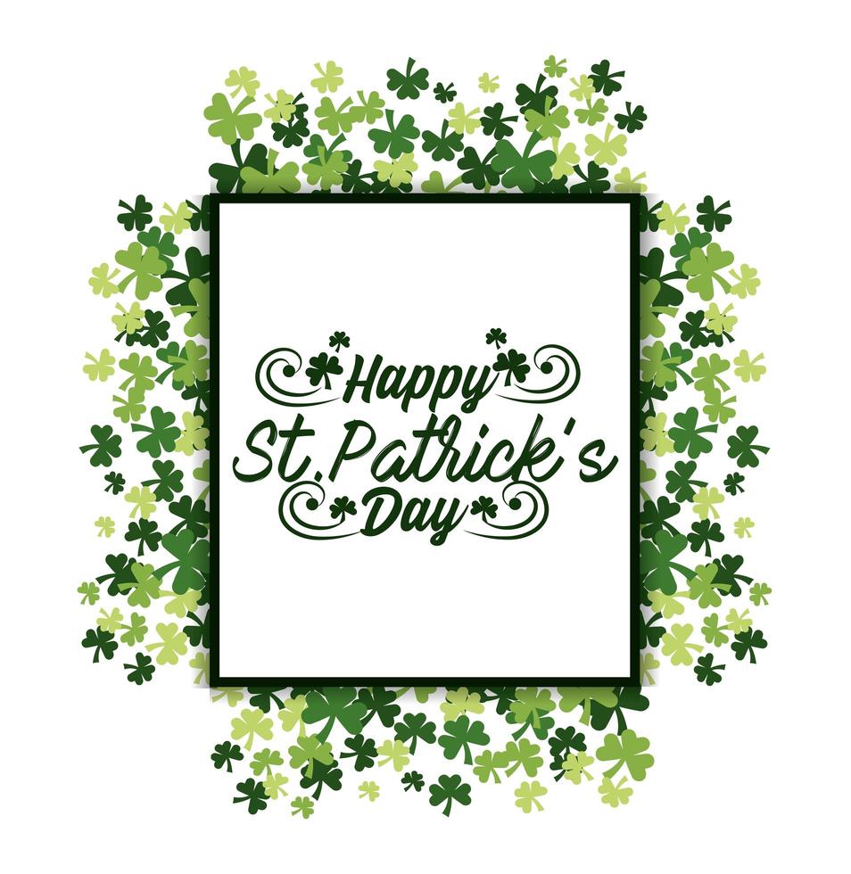 St. Patrick day square sticker with clovers vector