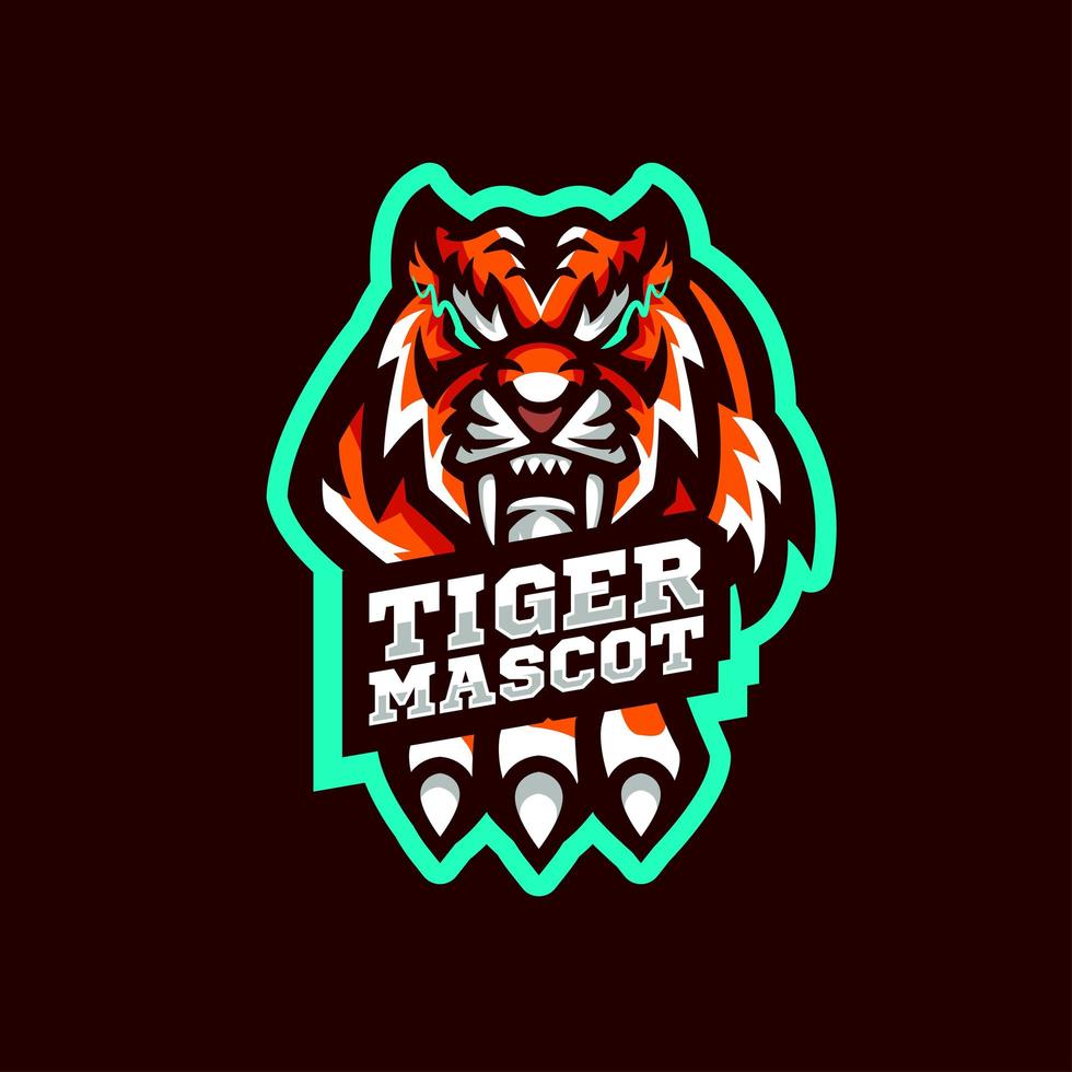 mascota del tigre con la mano vector