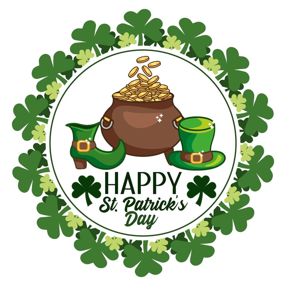 St. Patrick round sticker design vector