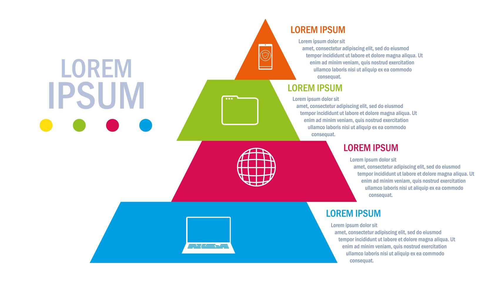 pirámide con iconos de infografía y negocios vector