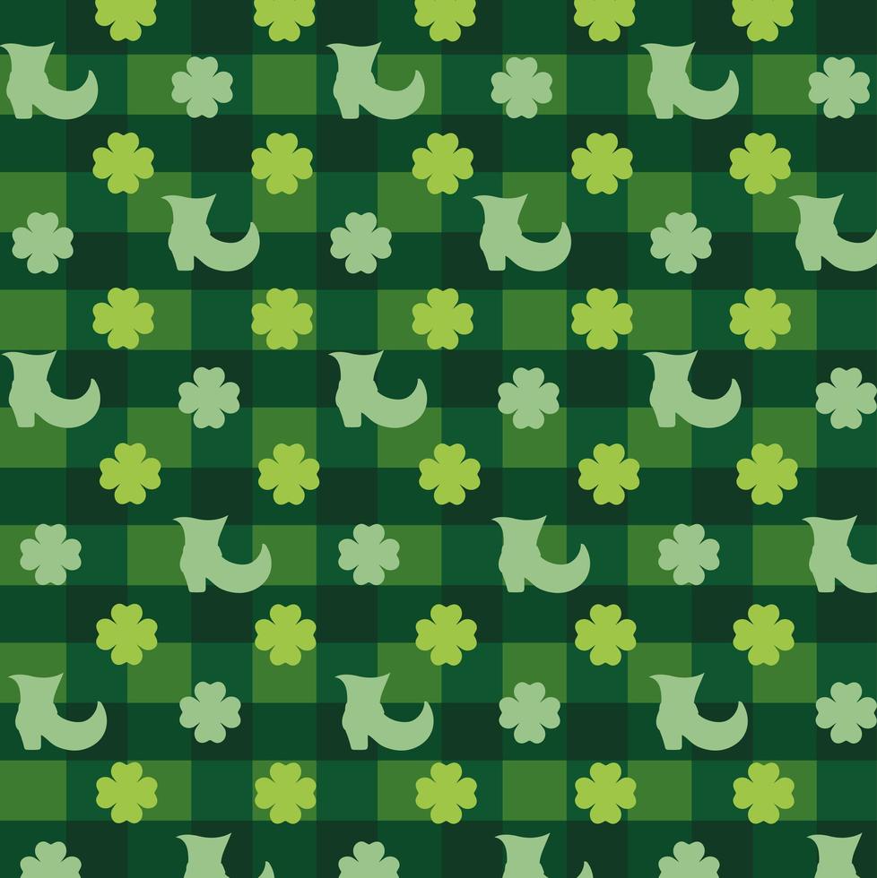 Clover leaves and elf boots pattern background vector