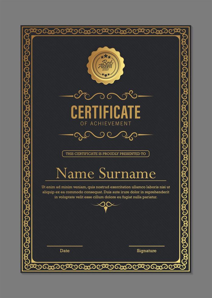 Certificate of achievement template vector