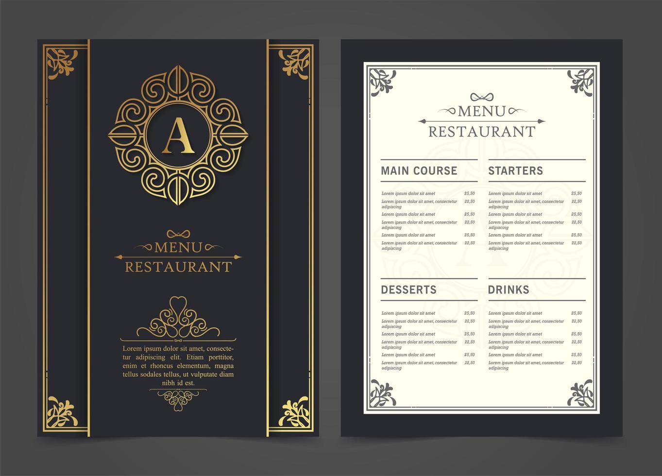 Menu restaurant luxury design template 1340049 Vector Art at Vecteezy