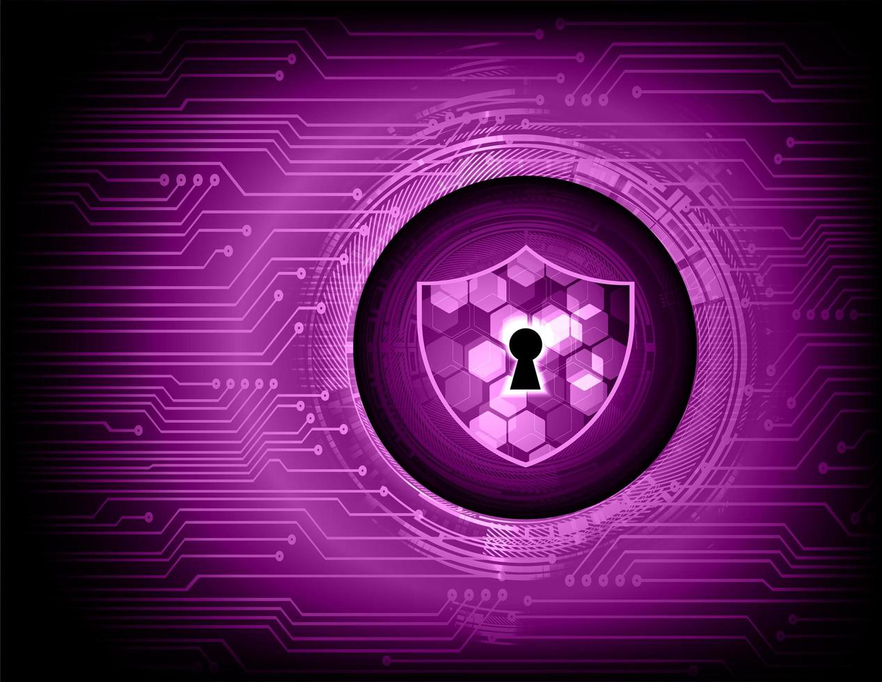 Closed padlock on purple digital background vector