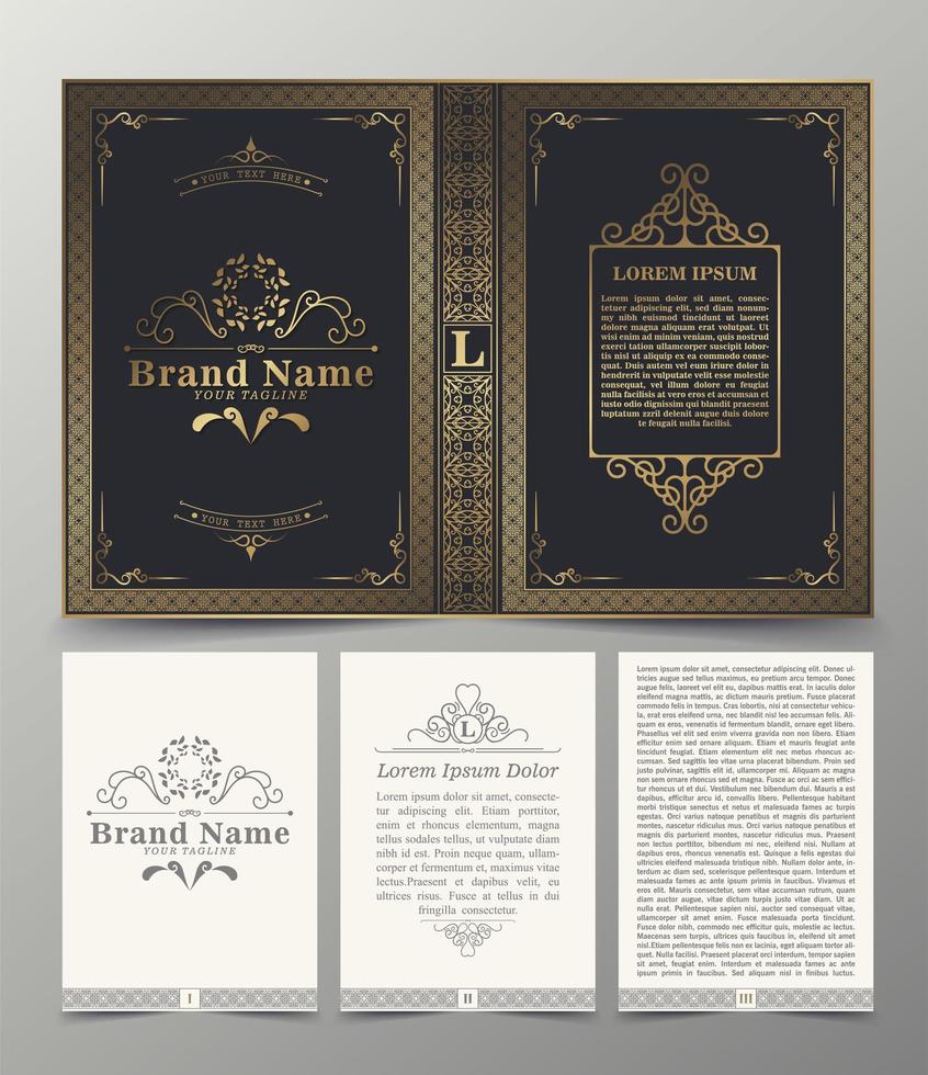 Ornamental retro book cover design vector