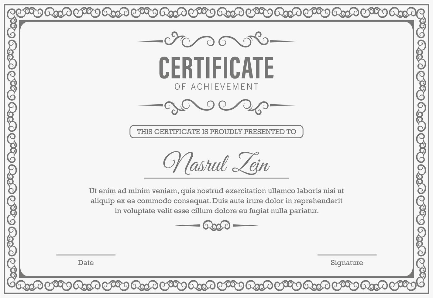 Certificate of achievement template vector