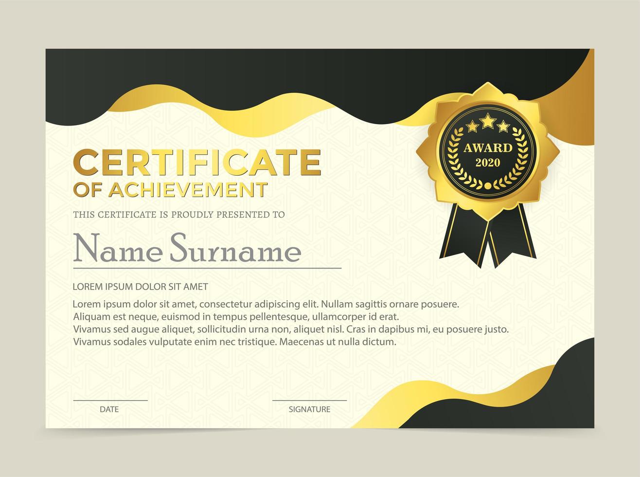 Premium golden black certificate template design vector