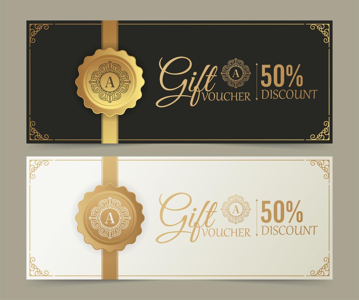 Gift voucher template with ornament style vector