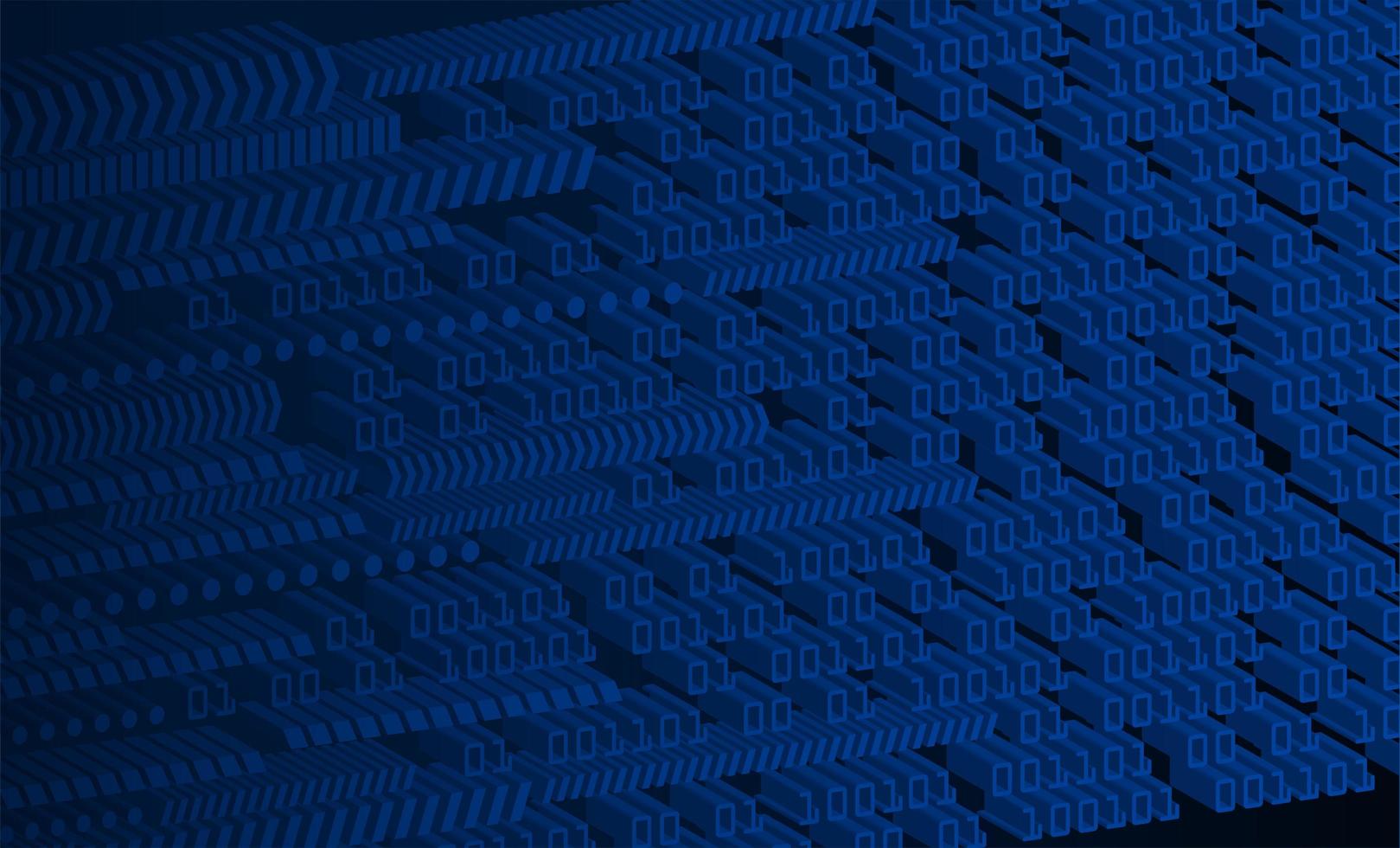 Blue 3D binary cyber circuit background vector