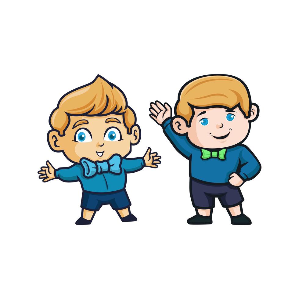 Set of two baby boy characters vector