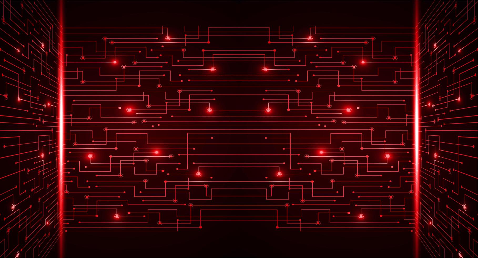 Red cyber circuit future technology concept background vector