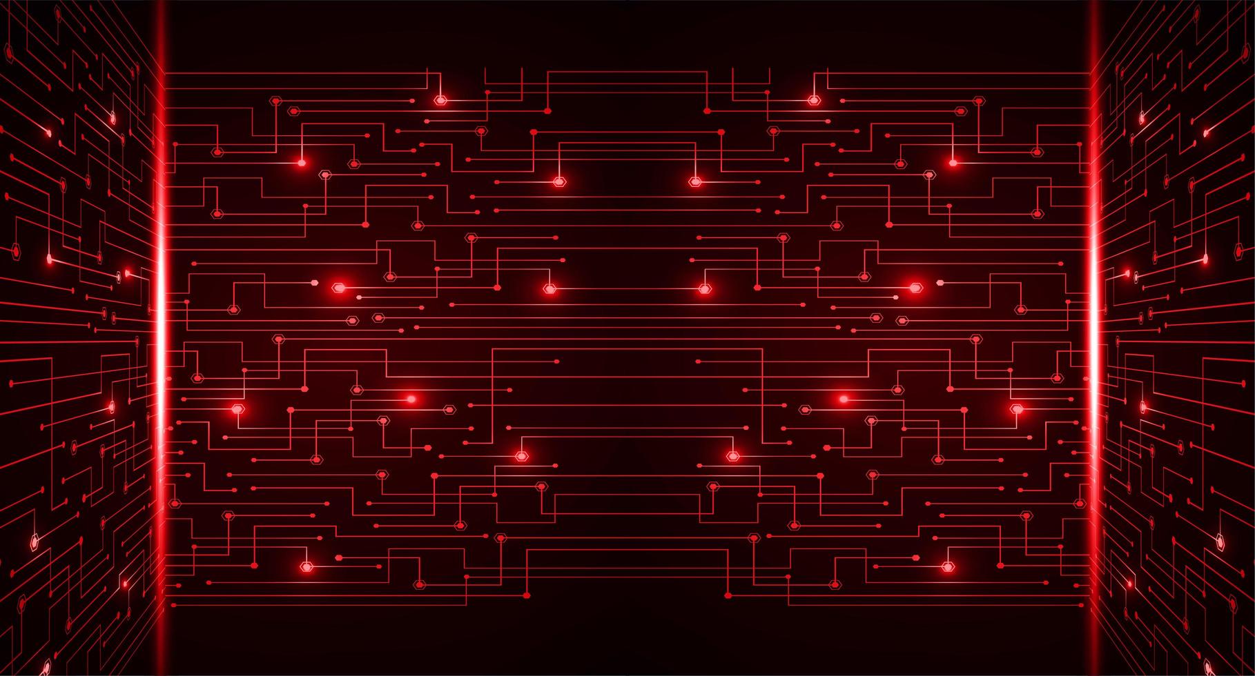 Red cyber circuit future technology concept background vector