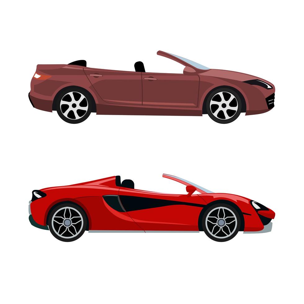 Set of luxury modern convertible cars vector