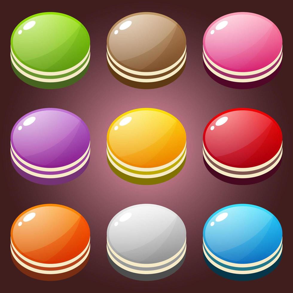 Beautiful candy cake shape button color set  vector