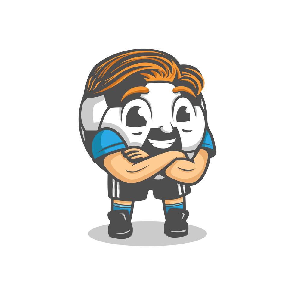 Soccer or football smiling mascot with folded arms vector