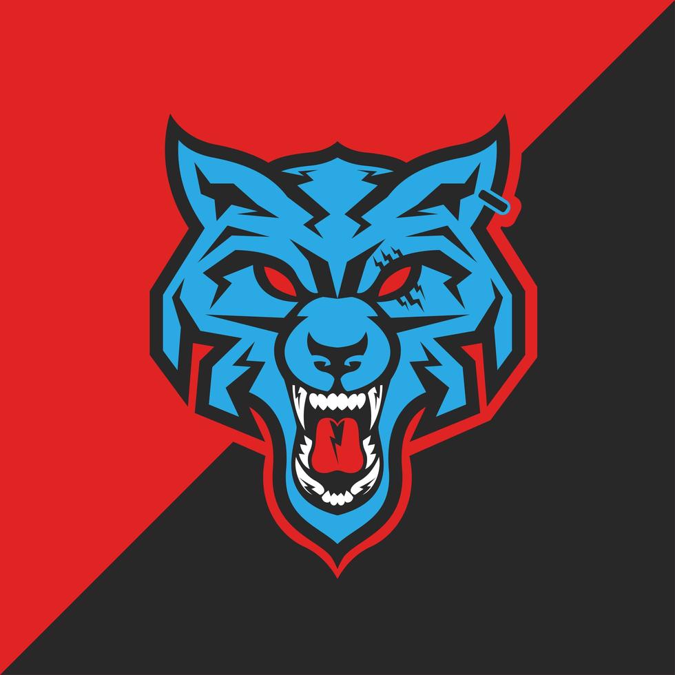 Blue wolf head mascot vector