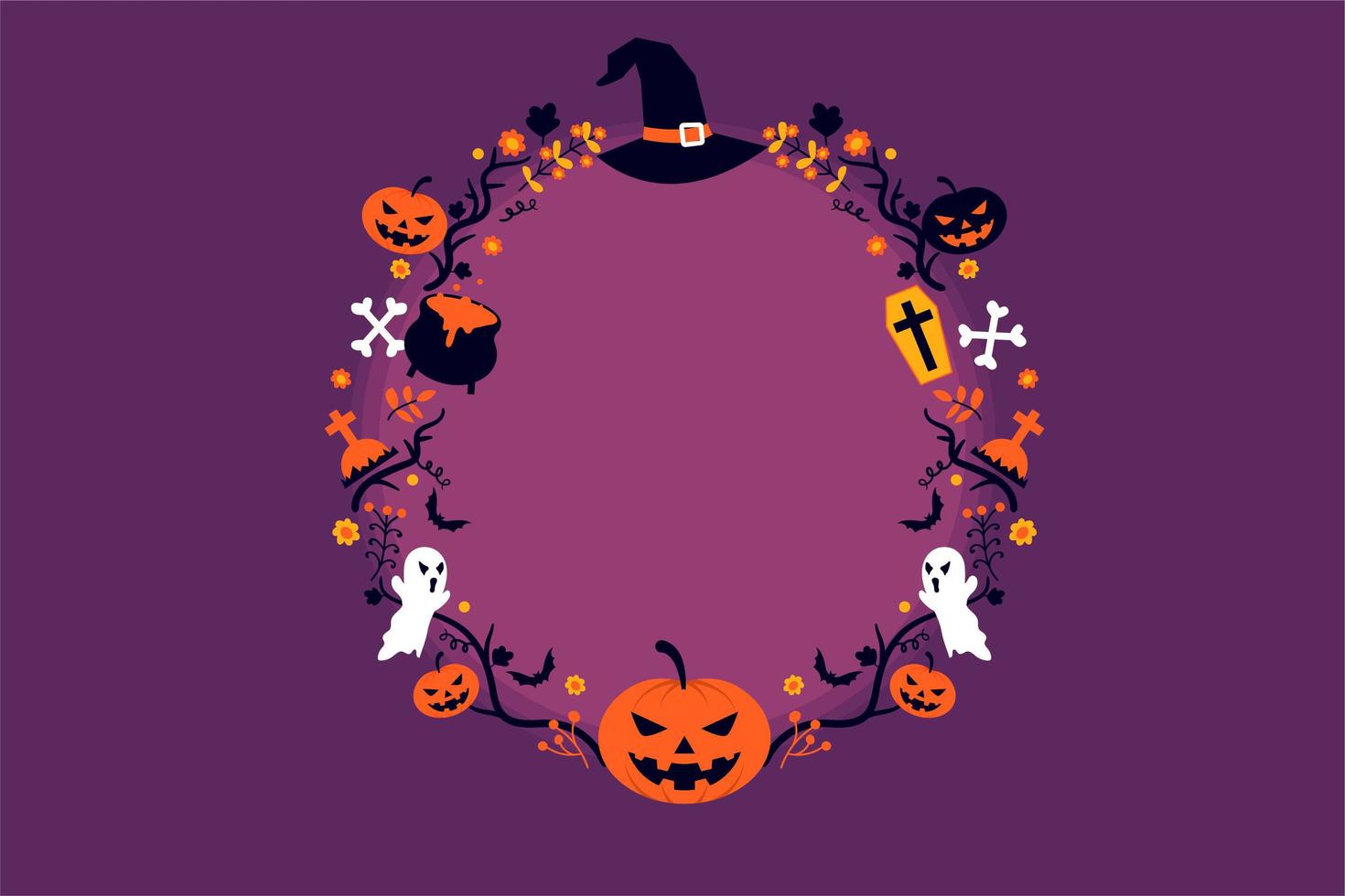 marco de círculo de halloween vector