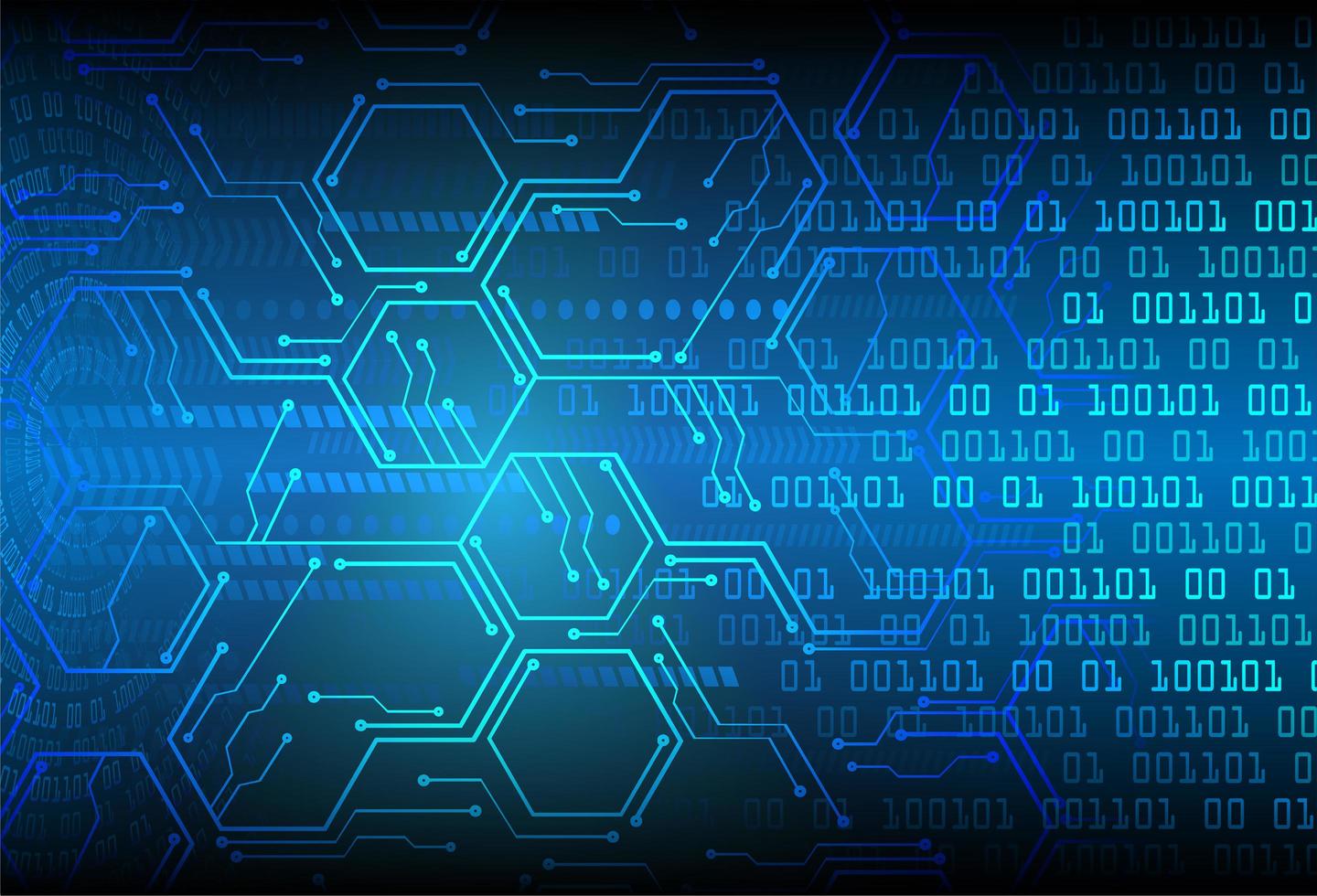 fondo de tecnología futura del circuito cibernético azul hexagonal vector