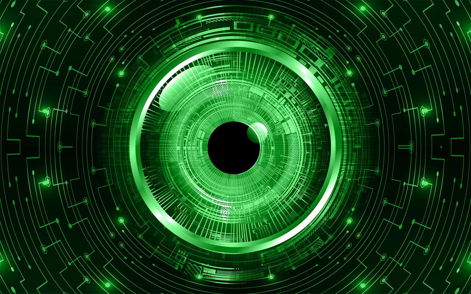 Fondo de concepto de tecnología futura de circuito cibernético de ojo verde vector
