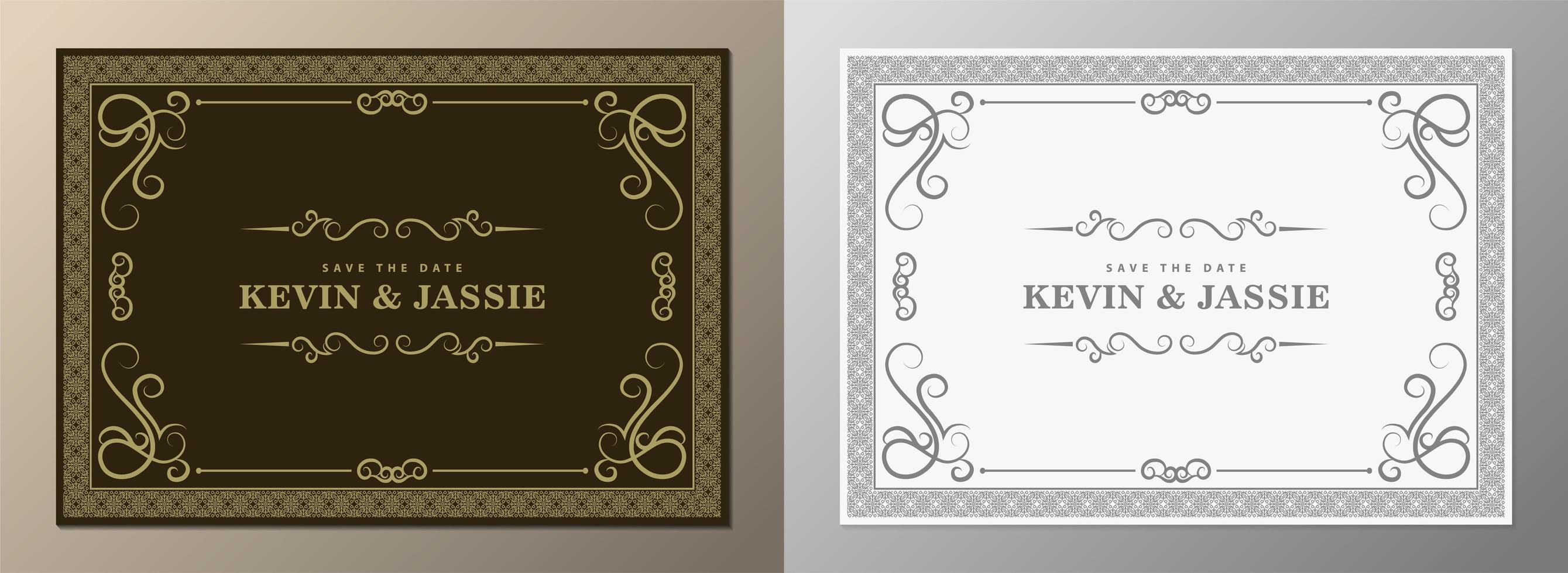 Vintage wedding frame with ornaments vector