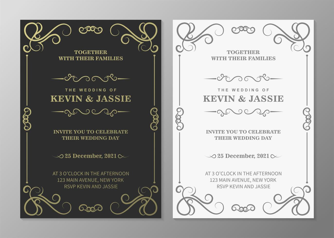 Luxury vintage golden invitation card vector
