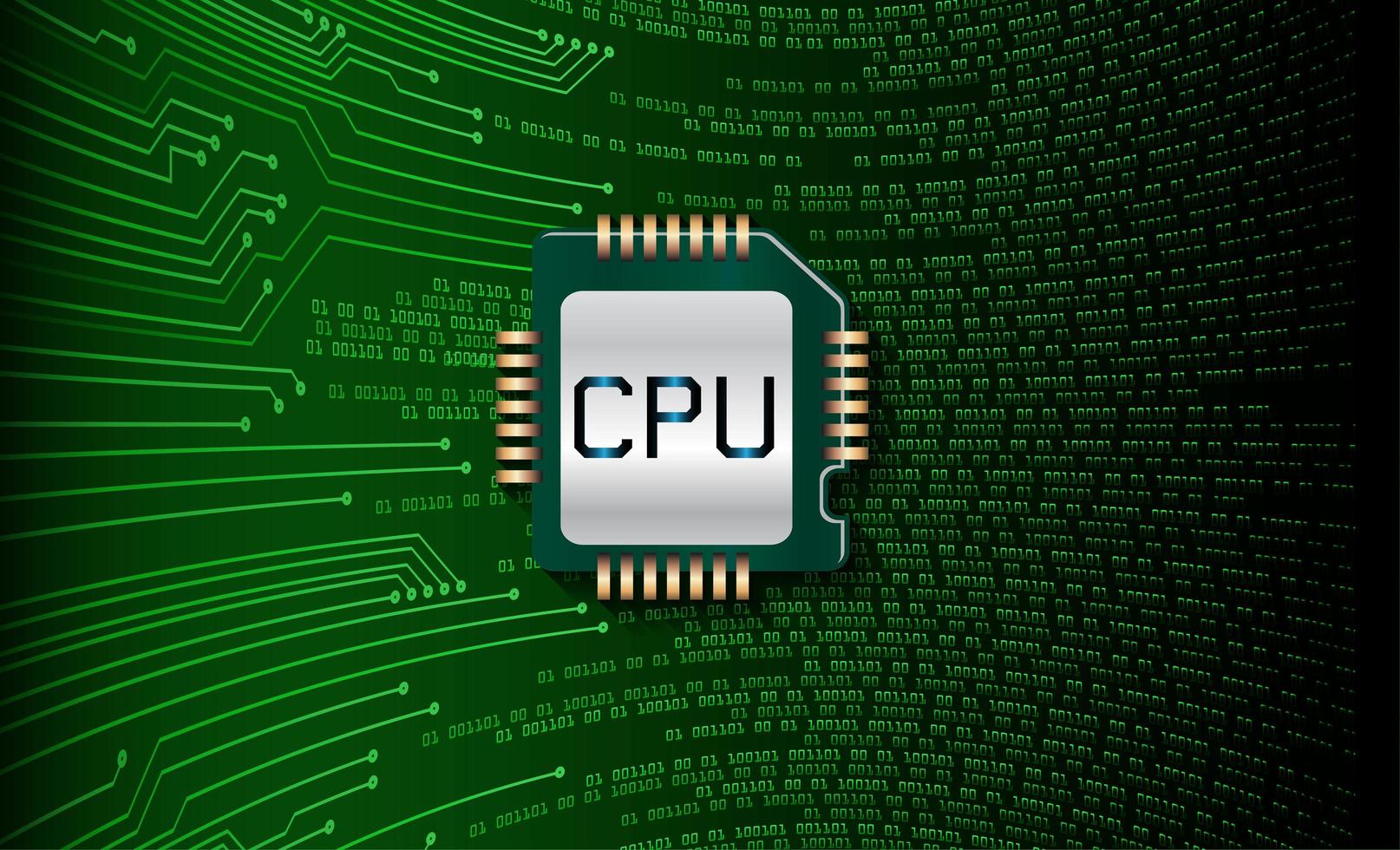 Green CPU circuit concept background vector