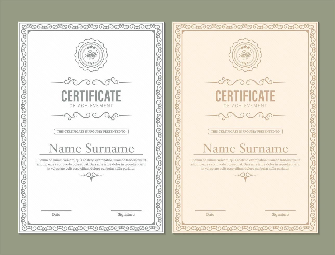 Certificate of achievement with classic frame vector