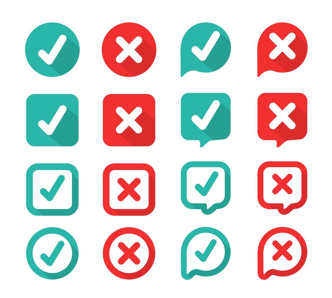 Green checkmark and red wrong On the checkbox vector