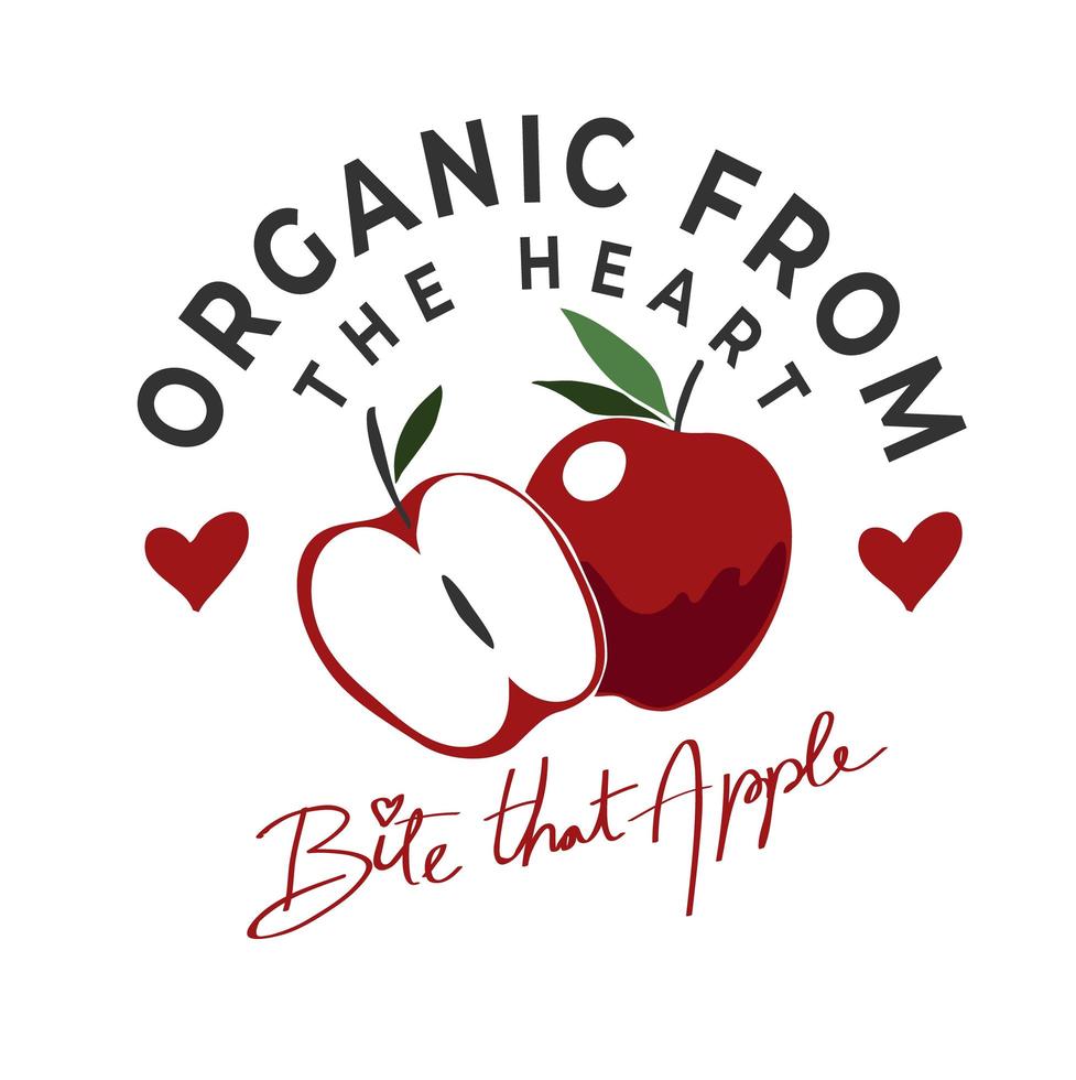 Organic apple lettering design vector