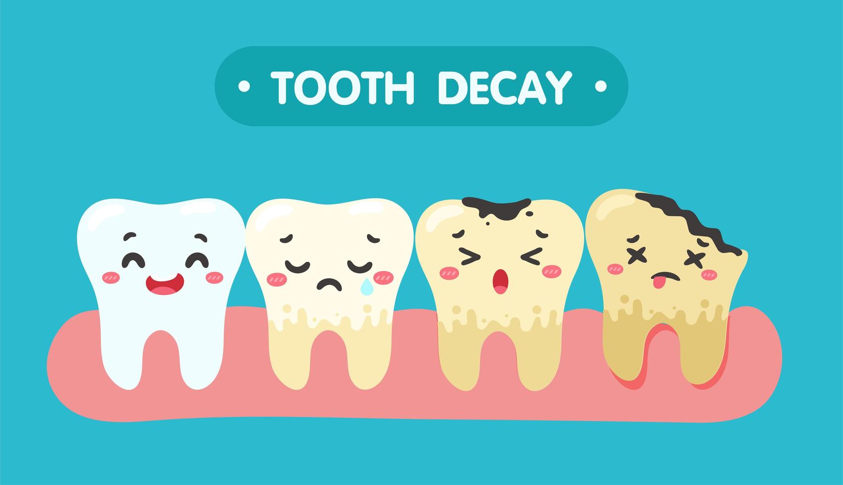 dibujos animados de dientes y encías dentro de la boca están felices vector