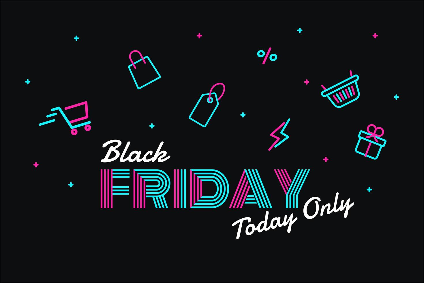 Neon black friday discounts for customers  vector